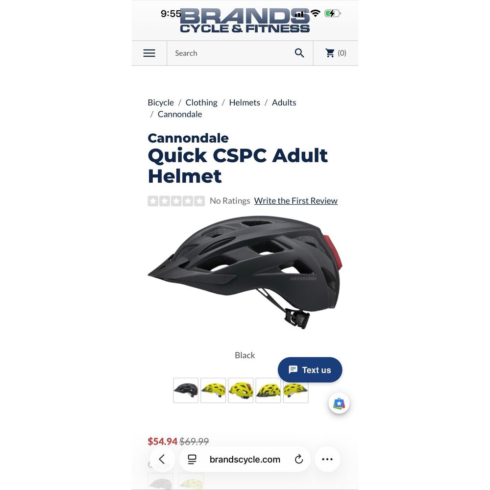 Cannondale Quick Bike Helmet Black S/M 54/58 cm New Without Box